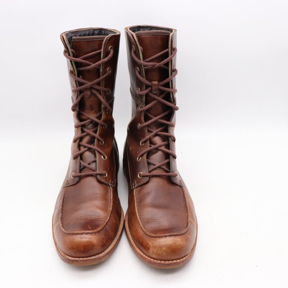 UGG Larus Grizzly Dark Brown Leather Men\'s 10.5 Foldover Combat Boots 1001921 main image 4